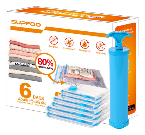 Supfoo Bolsas De Almacenamiento Al Vacio, Paquete De 6 (2 Ju