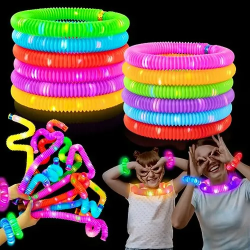 YATOSEEN 12 Tubos Pop Iluminados - Palitos Luminosos Sensoriales Que Brillan En La Oscuridad, Juguetes Antiestrés Para Niños Y Adultos