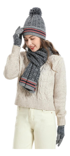 Conjunto De Gorro De Invierno Con Bufanda Cálida Y Guantes P