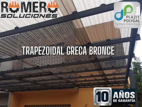 Imagen 4 de 10 de Chapa Policarbonato Trapezoidal Bronce Polygal 4.50 X 1.26