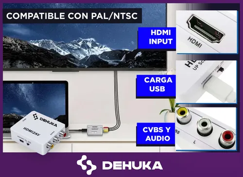 Adaptador Conversor Hdmi A Rca Dehuka Para Dispositivos Con Salida