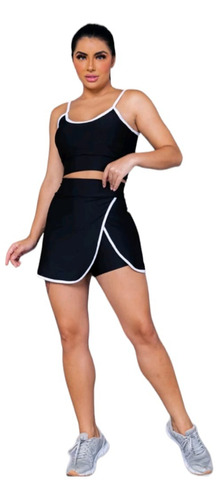 Conjunto Top Y Short Pollera, Bien Elastizadp, Deportivo.