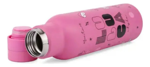 Garrafa Térmica Luluca Aço Inox Com Tampa Cor Rosa Pastel