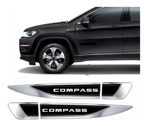 Kit Adesivo Jeep Compass Resinado Aplique Lateral Par Res26