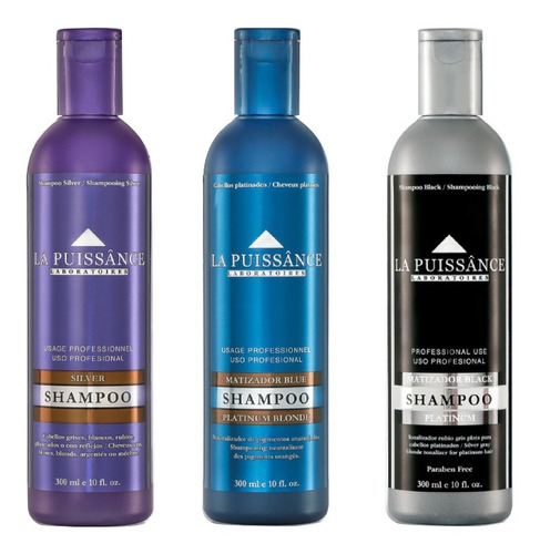 Kit Shampoo  Violeta Azul Negro Matizadores X3 La Puissance
