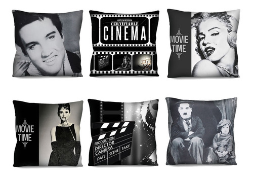 6 Capa De Almofada Cinema Elvis Marilyn Frank 42cm R3