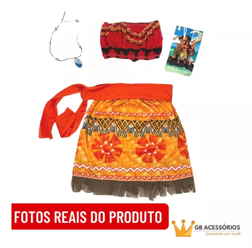 Fantasia Moana Conjunto Infantil com Acessório Colar