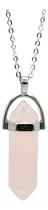 Comprar Collar Hexágono Cuarzo Rosa Piedra Natural Cadena Acero