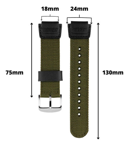 Pulseira De Nylon Compatível Relógio Casio Mrw-200h / W-800h Cor Verde