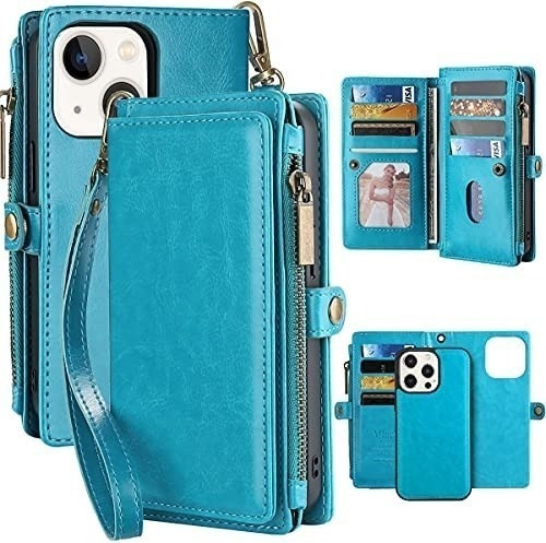 Funda Mincyb Iphone13 Mini Wallet Handbags Desmontable Azul