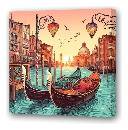 Cuadro 30x30cm Góndolas Símbolo Romántico Venecia M2