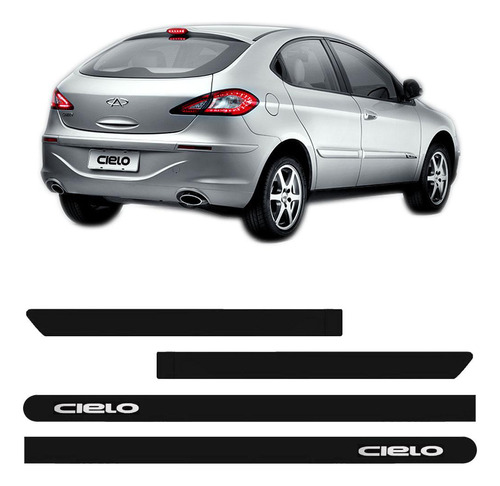 Friso Lateral Chery Cielo 2009-2013 Preto Fosco 97cm/75cm