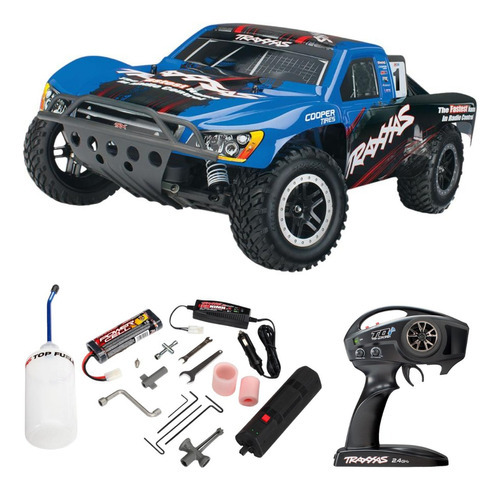 Carro Control Remoto Traxxas Nitro Slash 44056-3 Gasolina Rc Color Azul