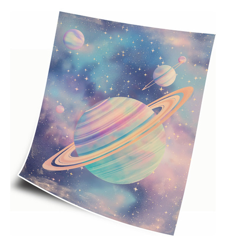 Póster Decorativo De Saturno Colores Pastel 40x60 Cm