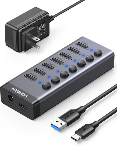 Hub Usb 3.0 De 7 Puertos Interruptores Individuales Ugreen
