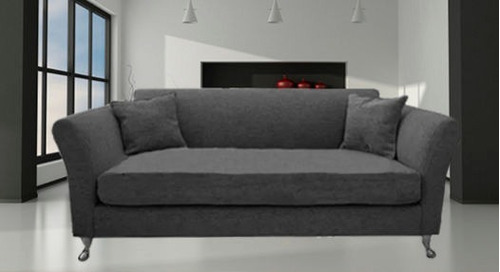 Sillon Sofa 3 Cuerpos Chenille Patas De Metal + 2 Decorativo