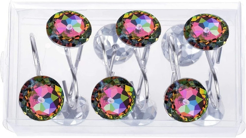 Set 12 Ganchos Para Cortina De Baño Coloridos Regadera Ducha