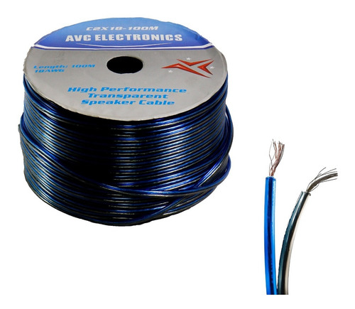 Cable Cristal Oxigenado Avc C2x18 Azul - Gris 100  Mts 