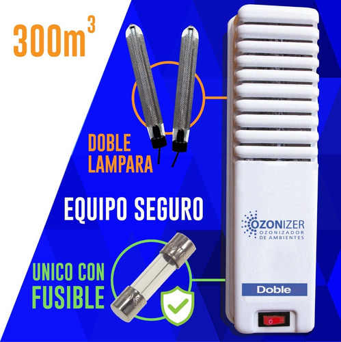 Ozonizador Doble - Purificador Ioniza Y Elimina Olores 300m3