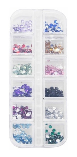 Strass Gemas Para Uñas Rostro 3mm Organizador 12 Colores U21