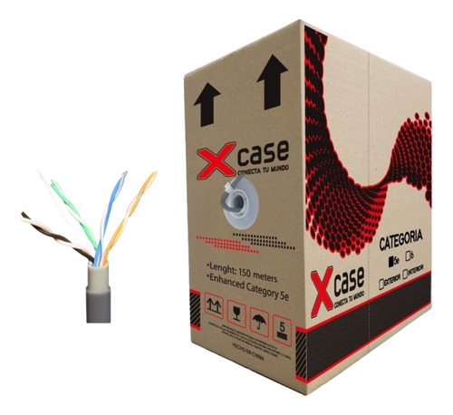 Cable Xcase Utp Cat 5e 8 Hilos Doble Forro Uso Exterior Gris