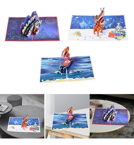 Imagem 3 de 5 de 3pcs Cartões De Natal 3d Up Cumprimentando Crianças