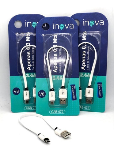 Imagen 3 de 4 de Cable Micro Usb A Usb Corto 30cm Carga Rapida 2.4a Plano