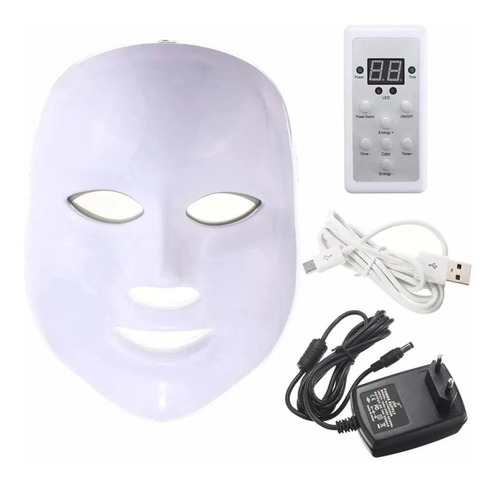 Máscara Led 7 Cores Fototerapia Facial Tratamento Pele Acne