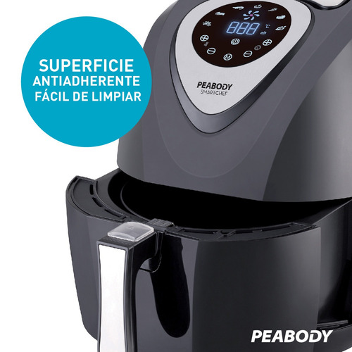 Imagen 7 de 12 de Freidora Sin Aceite Digital Mas Sana Peabody Pe-af612n