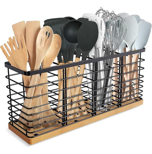 Soporte Utensilios Cocina Extra Grande Con 4 Compartimentos