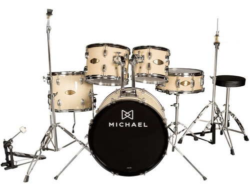 Bateria Acústica Michael Audition Natural Completa Bumbo 20