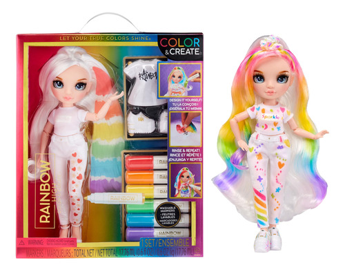 Rainbow High Colorea Y Crea Moda Diy Muñeca Con Marcadores.