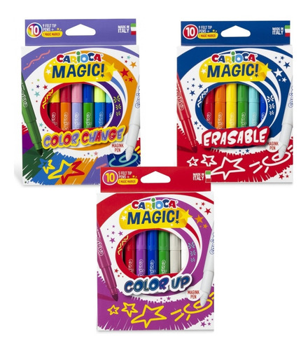 Kit 30 Marcadores Carioca Magicos Borrable Cambia Color Fluo