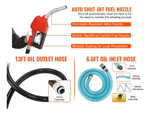Bomba De Transferencia De Combustible Kit 10 Gpm 12 V Vevor