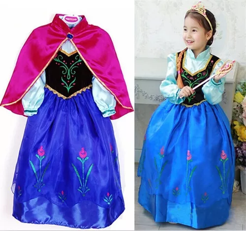 vestido de festa infantil da Frozen 1/16