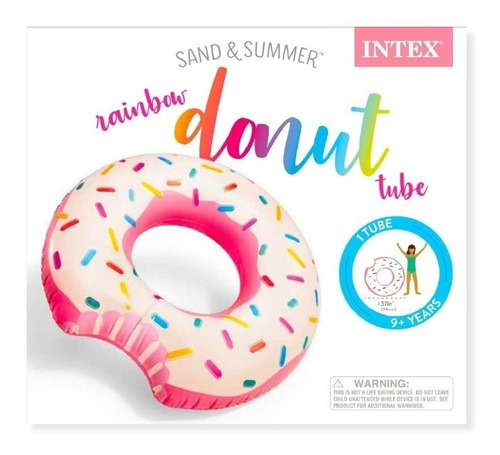 Flotador Inflable Donut Frutilla Arcoiris Intex 56265
