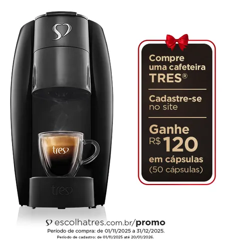 Cafeteira Espresso LOV Preto - TRES 3 Corações