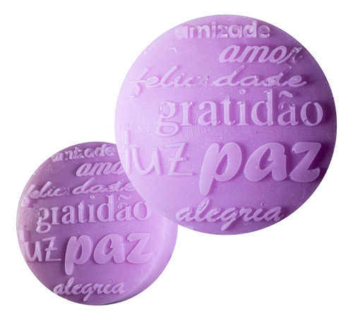Molde Forma Silicone Redondo Paz-amor-felicidade Grande
