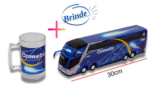 Brinquedo Miniatura Ônibus Viação Cometa  Halley + Caneca