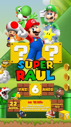 Convite Digital Super Mario Bros Filme Online Whatsapp