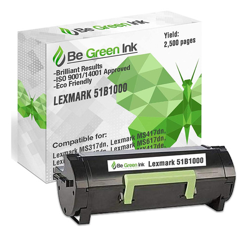 Be Green Ink - Cartucho De Tóner Compatible Con Lexmark Ms.