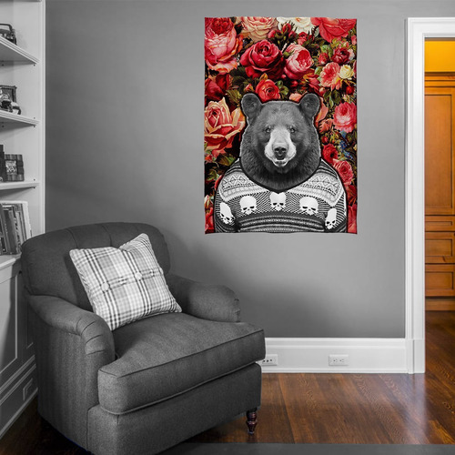 Imagem 2 de 3 de Stompy Bandeira Decorativa Decoração Urso Flores Floral Bear