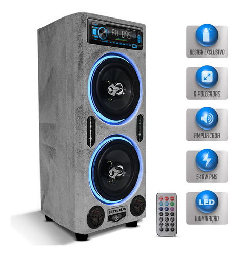 Caixa Som Bob Amplificada Residencial Shutt 520w Player Bt