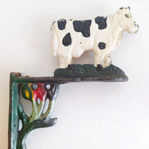 Apliqué En Hierro Colado Decorativo De Pared Vintage Vaca