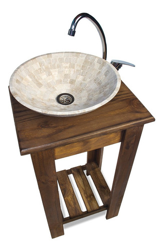 Imagen 2 de 6 de Combo Oferta Bacha Travertino Griferia Mueble 40cm Sfo