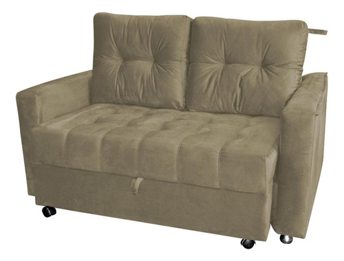 Sofá Cama Casal Drika Veludo Turkey Castor Matrix