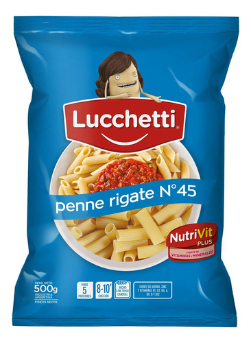 Fideo Penne Riggatti Mas Táper Cuadrado Colores
