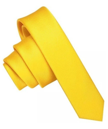 Corbata Delgada Amarilla Solido Slim Para Hombre
