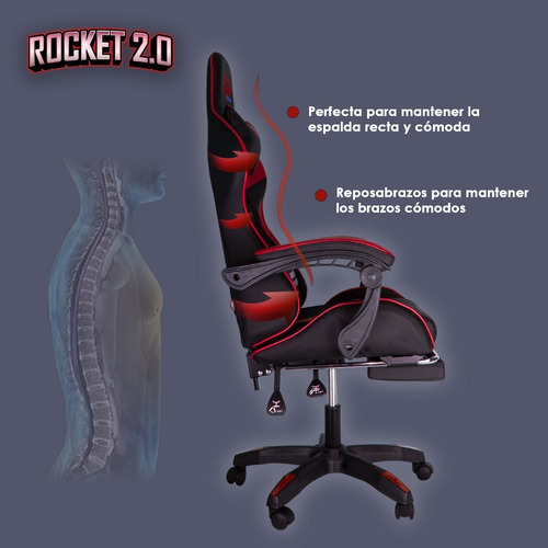 Imagen 4 de 6 de Silla Gamer Reclinable Ergonomica Ajustable Reposa Pies
