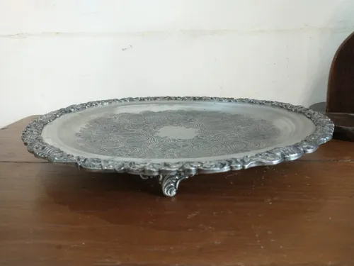 comprar Antigua Bandeja Rep. Sheffield Bañada En Plata